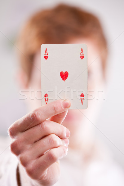 Stok fotoğraf: Oynamak · as · kart · kırmızı · adam