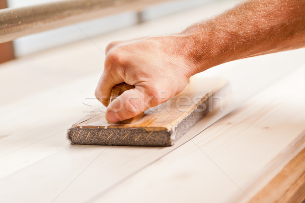hand wood smoothing with belt sander Stock photo © Giulio_Fornasar