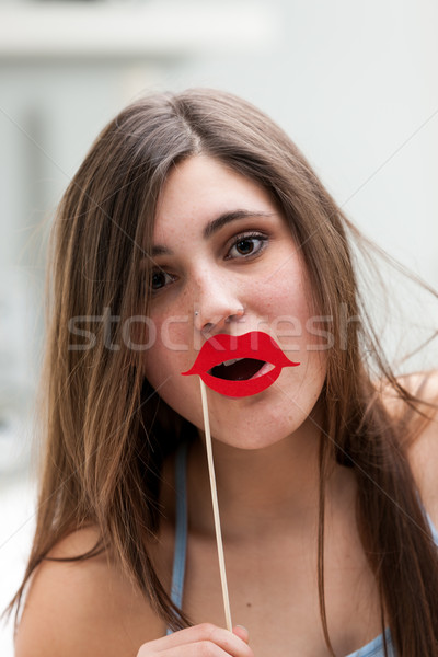 Stok fotoğraf: Genç · kadın · fotoğraf · kabin · dudaklar · parlak