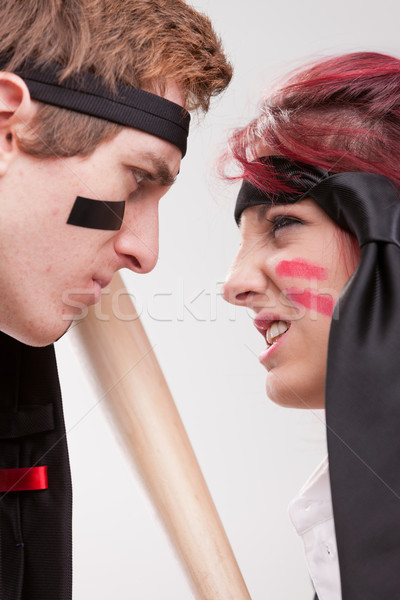 Stock photo: business man facing woman before the battle