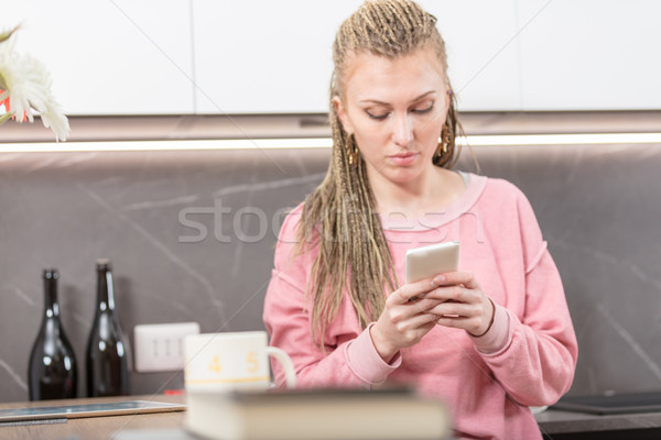 Attractive blond woman with braids in her hair Stock photo © Giulio_Fornasar