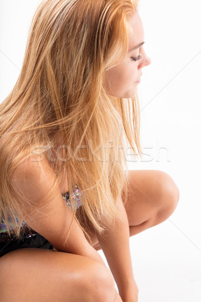 side portrait of a crouched down girl Stock photo © Giulio_Fornasar