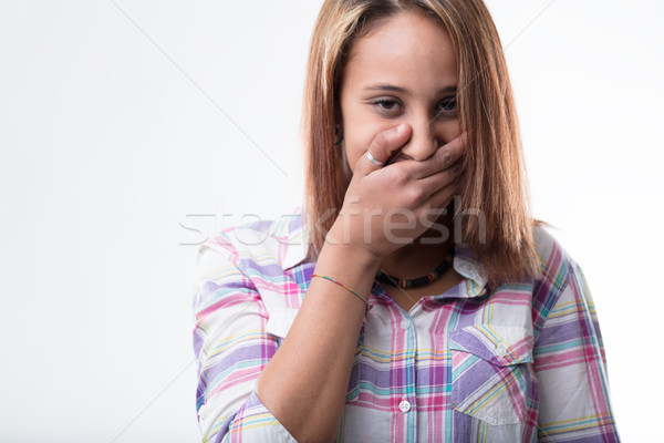 girl keeping from laughing loud Stock photo © Giulio_Fornasar