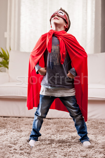 red cloak  kid livingroom superhero Stock photo © Giulio_Fornasar