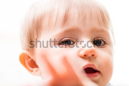 Gyermek paparazzi lövöldözés közelkép arc orr Stock fotó © Giulio_Fornasar