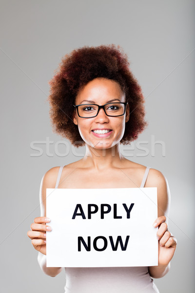don't be scared and apply now says this woman Stock photo © Giulio_Fornasar