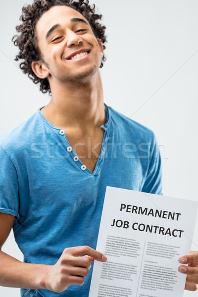 Cud pracy umowy szczęśliwy młodych człowiek Zdjęcia stock © Giulio_Fornasar