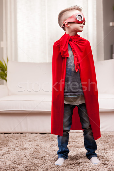 red cloak  kid livingroom superhero Stock photo © Giulio_Fornasar