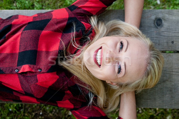 happy blonde woman in the nature Stock photo © Giulio_Fornasar