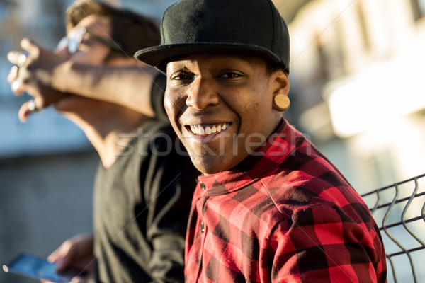 Zwei Jungs Scherz lachen Straße Paar Stock foto © Giulio_Fornasar