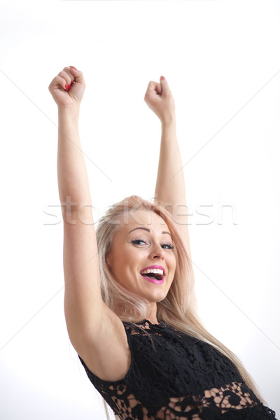 ok woman winning and exulting smiling blonde Stock photo © Giulio_Fornasar