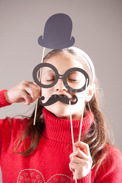 Stock photo: little girl playing professor or scientist