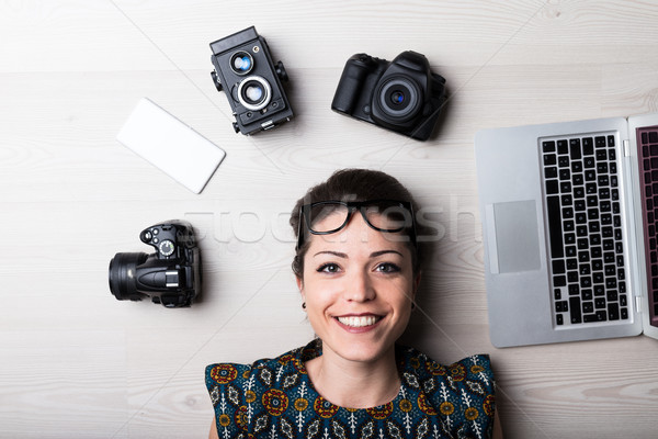happy creative woman is a web designer Stock photo © Giulio_Fornasar