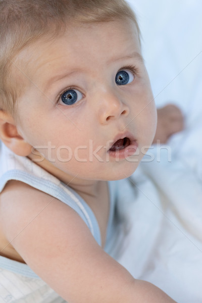 Thoughtful calm little blue eyed baby boy Stock photo © Giulio_Fornasar
