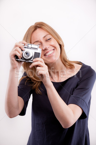 Stockfoto: Echt · vrouw · foto's · glimlachend · leuk