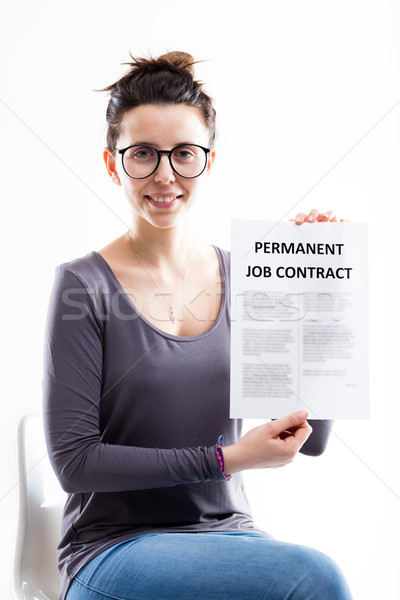 sitting woman showing her job contract Stock photo © Giulio_Fornasar