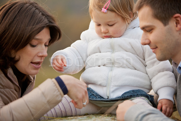 Stockfoto: Moeder · vader · weinig · dochter · baby · gelukkig