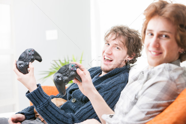 Two animated brothers playing video games Stock photo © Giulio_Fornasar