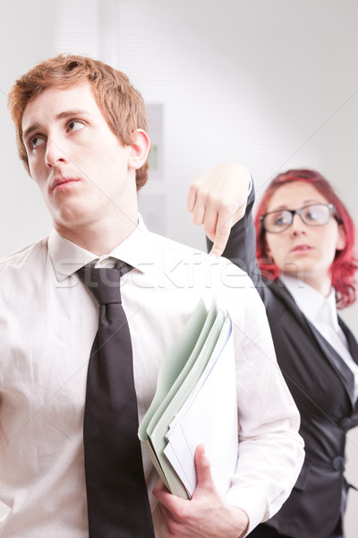 Om vs femeie la locul de muncă muncă Imagine de stoc © Giulio_Fornasar