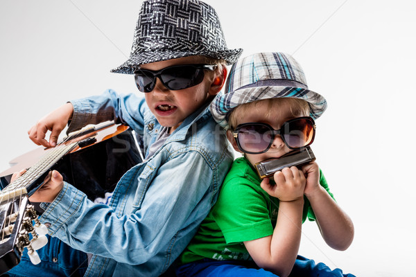 Nieuwe kinderen spelen luid rock twee Stockfoto © Giulio_Fornasar