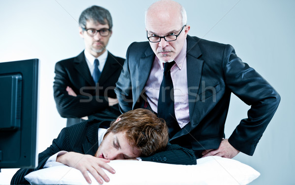 Menedzser főnök felfedez lusta alkalmazott alszik Stock fotó © Giulio_Fornasar