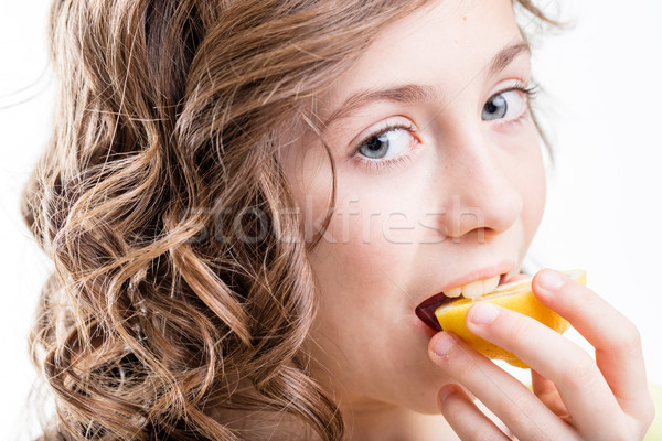 girl enjoying sour taste of lemon Stock photo © Giulio_Fornasar