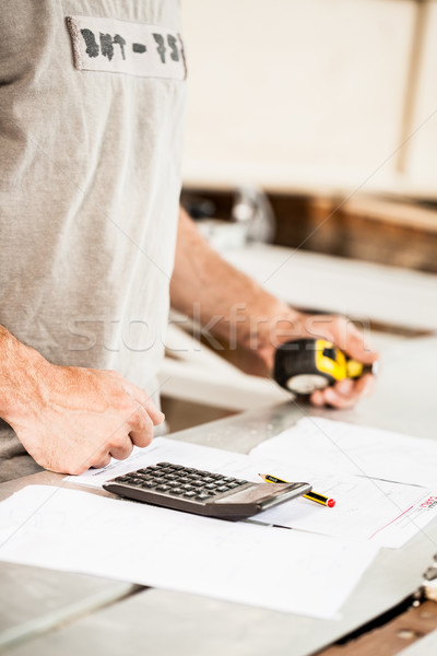 woodworker planning calculating and measuring Stock photo © Giulio_Fornasar