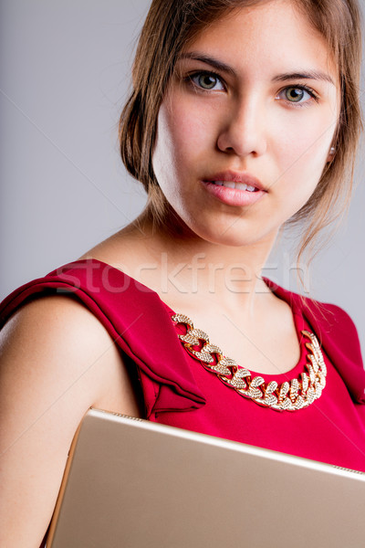 beautiful eyes business woman portrait with tablet Stock photo © Giulio_Fornasar