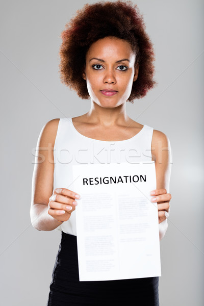 Ernstig zakenvrouw tonen ontslag contract werk Stockfoto © Giulio_Fornasar