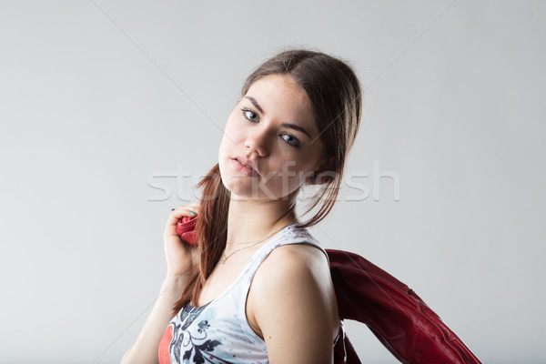 Genç kız model tutum yoğun bakmak kız Stok fotoğraf © Giulio_Fornasar