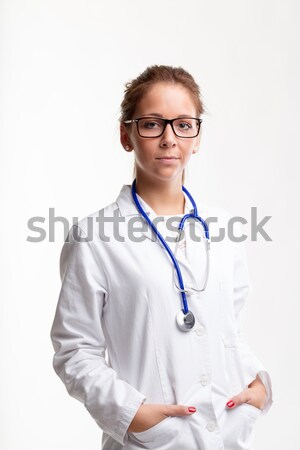 Zamyślony młoda kobieta lekarza pielęgniarki Zdjęcia stock © Giulio_Fornasar