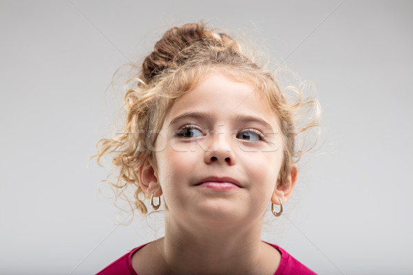 Preteen curly girl looking away Stock photo © Giulio_Fornasar