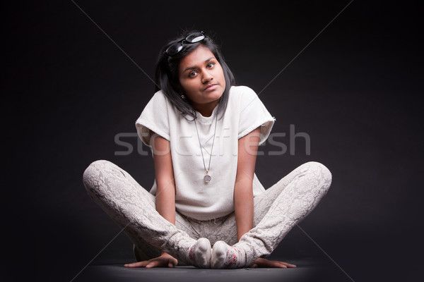 portrait of a crouched indian girl Stock photo © Giulio_Fornasar