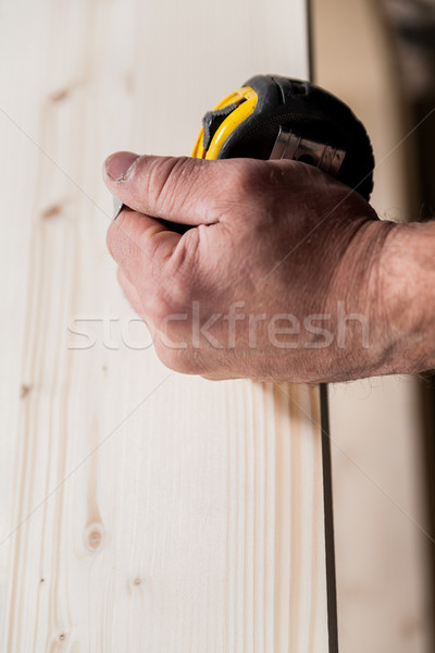 woodworker hand holding a measuring tape Stock photo © Giulio_Fornasar