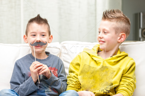 couple of little brothers making funny faces Stock photo © Giulio_Fornasar
