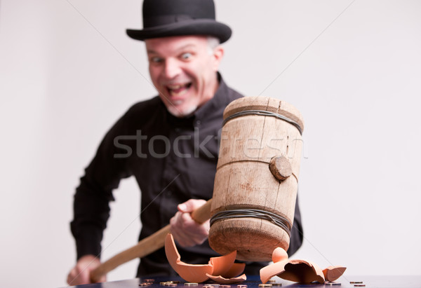 Groot hamer geld prachtig houten bank Stockfoto © Giulio_Fornasar