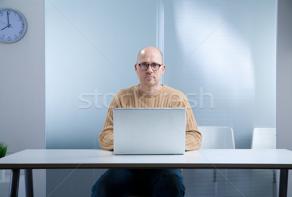 hipster nerd bald with laptop Stock photo © Giulio_Fornasar