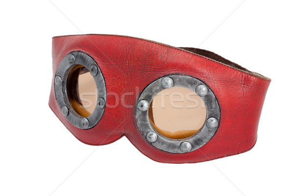 [[stock_photo]]: étrange · rouge · cuir · métallique · masque · verres