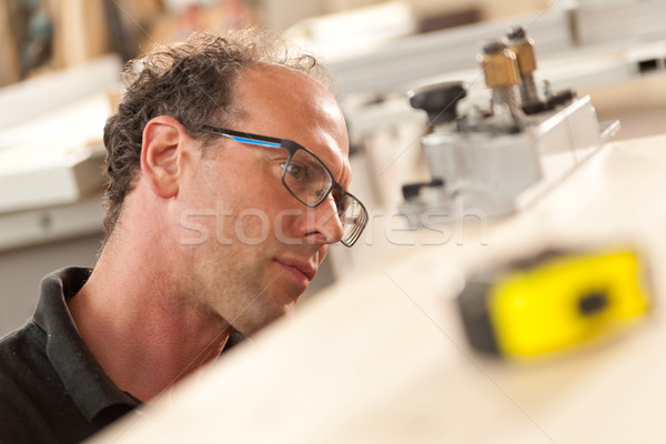 Stockfoto: Timmerman · gericht · werk · workshop · meetlint · uit