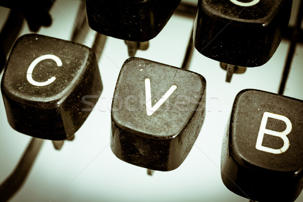 Foto stock: Carta · vintage · máquina · de · escribir · teclado · primer · plano · otro