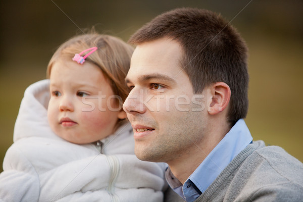 Apa mi csúnya itt apa lánygyermek Stock fotó © Giulio_Fornasar