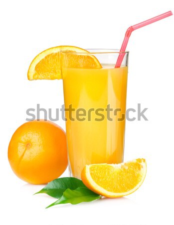 Stock foto: Saft · rot · Rohr · Orangensaft · Glas · isoliert