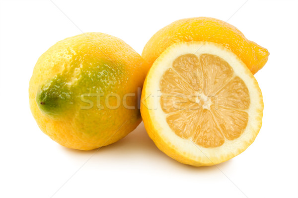 Stok fotoğraf: üç · olgun · limon · yalıtılmış · beyaz