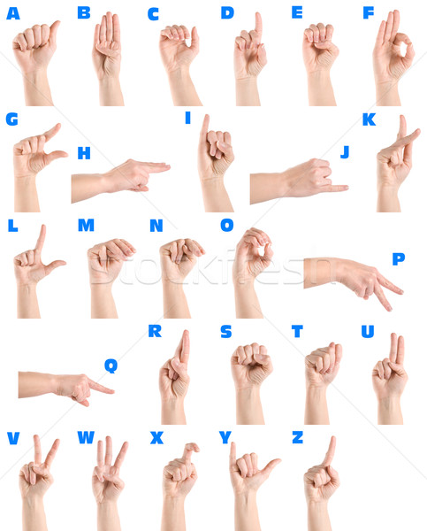 Сток-фото: рукой · знак · язык · алфавит · изолированный · белый