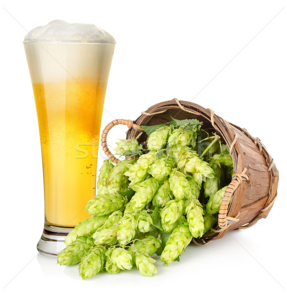 Foto stock: Cerveza · salto · cesta · aislado · blanco