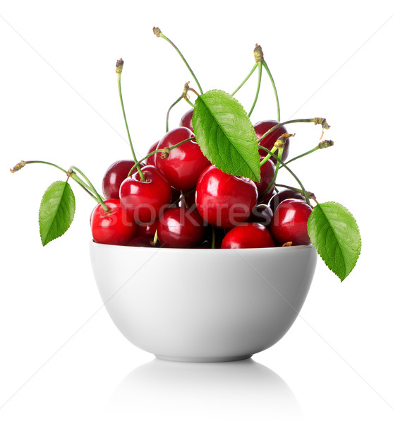 Cherries in plate isolated Stock photo © Givaga