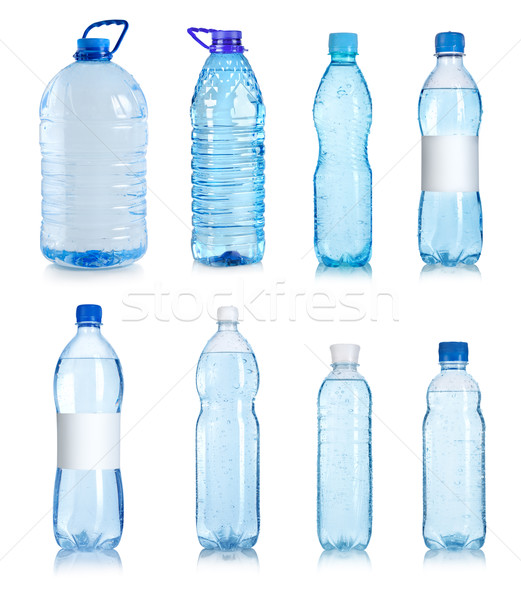 Colagem água garrafas isolado branco azul Foto stock © Givaga