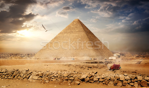 Big bird over pyramids Stock photo © Givaga