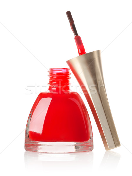 Red nail polish and brush isolated Stock photo © Givaga
