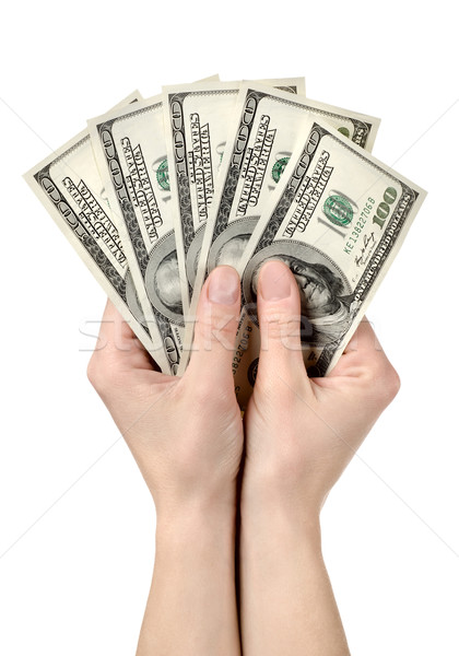 Hands holds hundreds of dollars Stock photo © Givaga